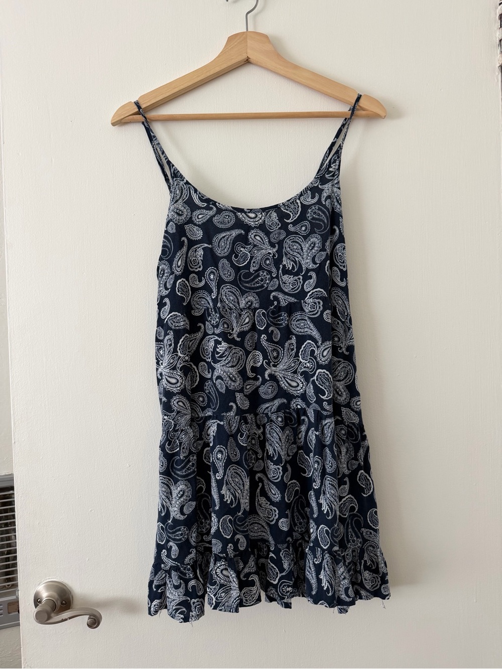 Cotton On Navy & White Paisley Spaghetti-Strap Mini Dress
